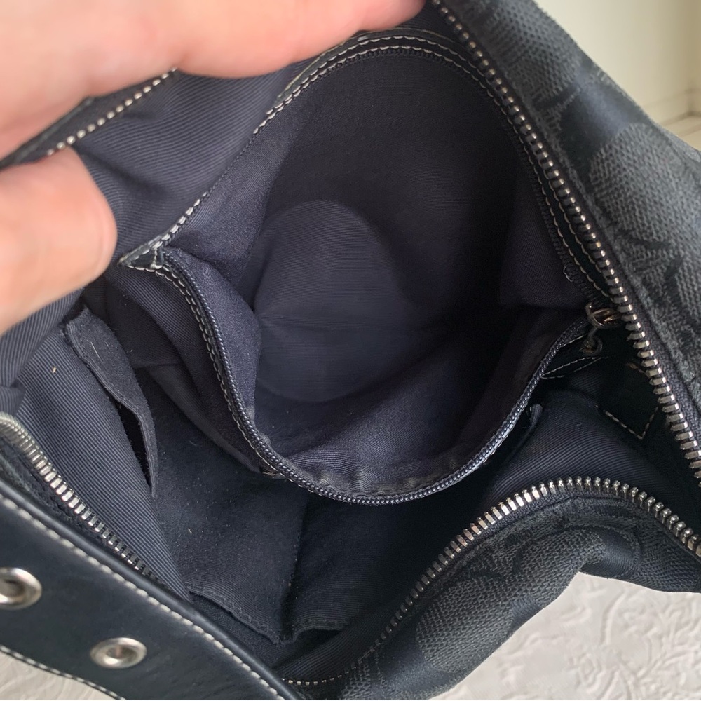 Coach Black Classic Monogram Signature Canvas Leather Trim Vintage Crossbody Bag - Picture 7 of 14